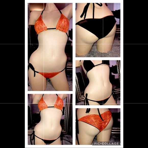 Orange and black reversible bikini - Picture 1 of 1